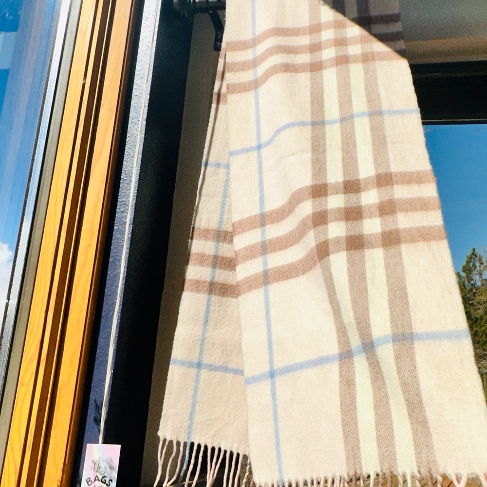 Burberry: Pink Giant Check Plaid Scarf - Picture 6 of 13
